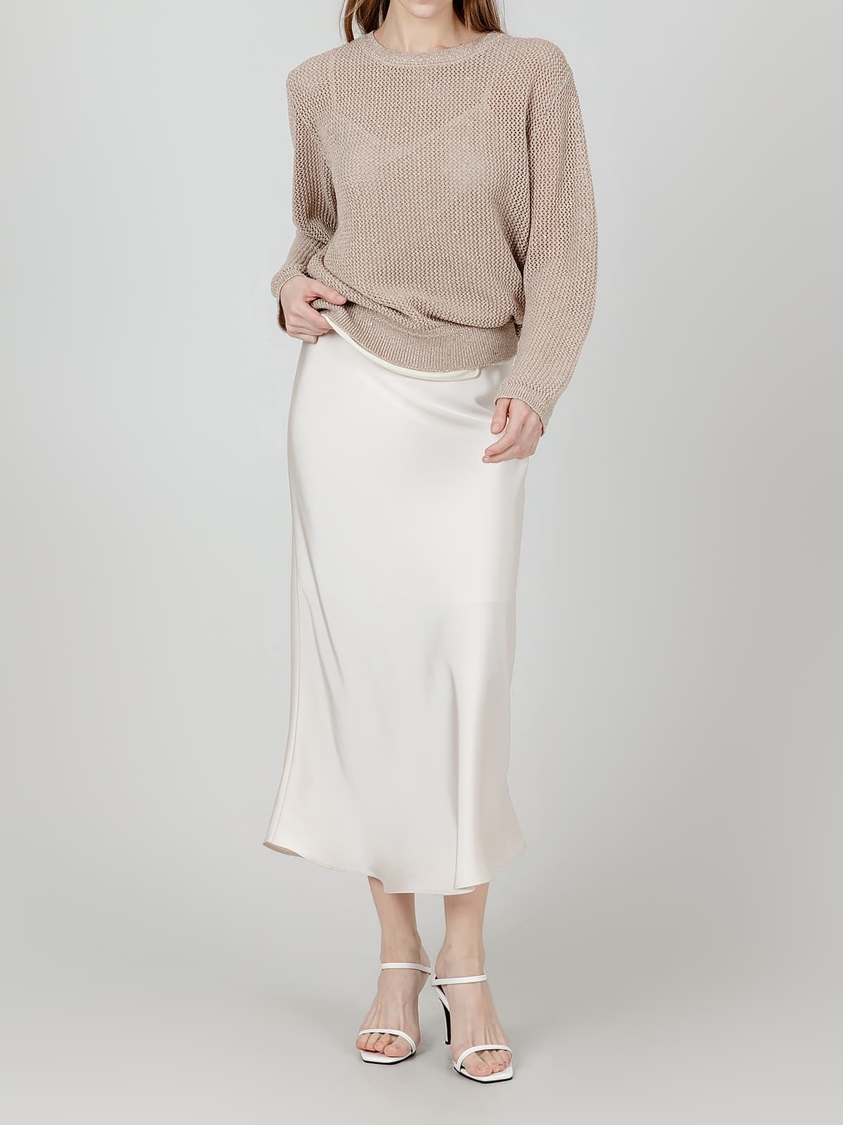 스프링 밴딩 새틴 스커트