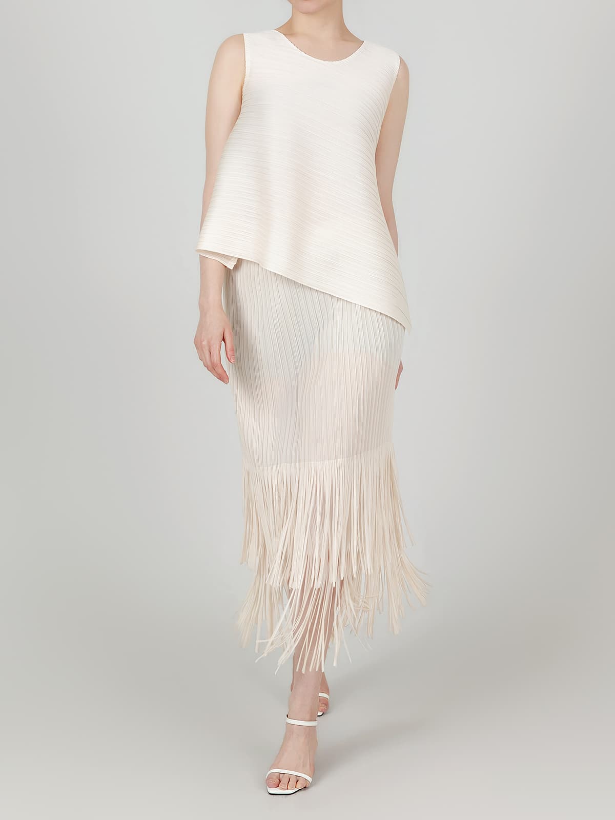 프릴 일자 플리츠 스커트