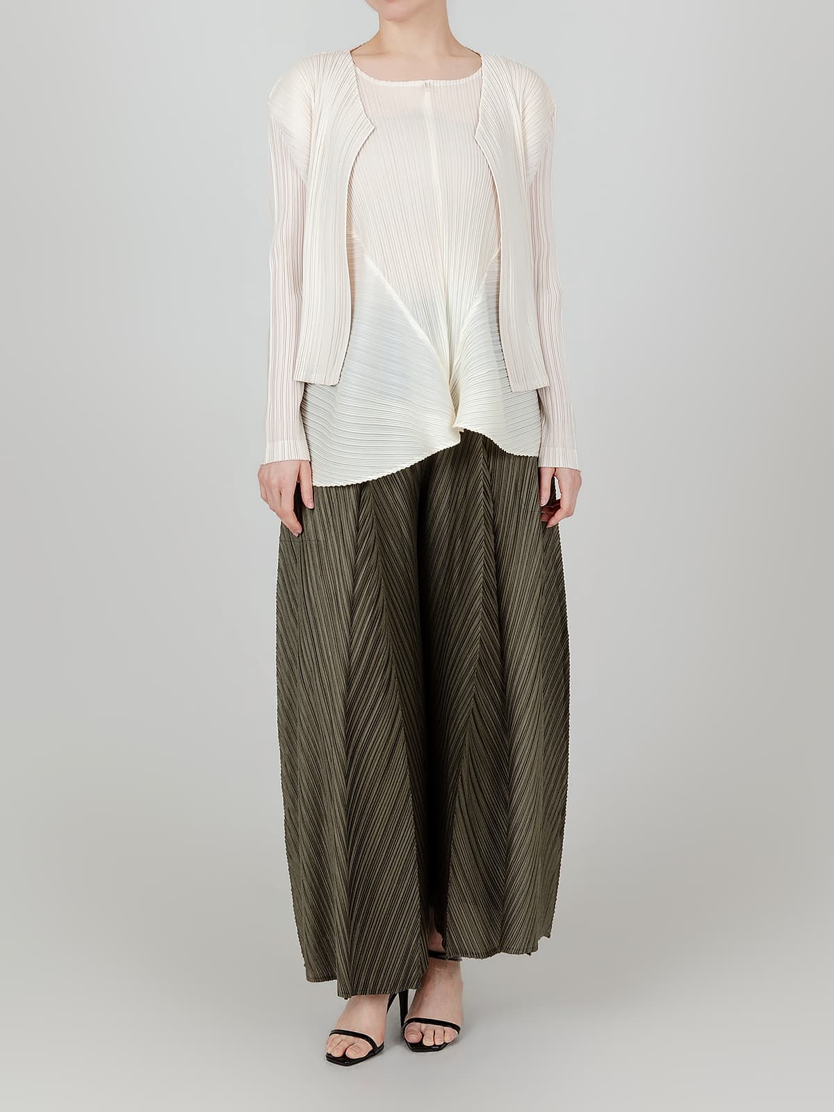 사선 벌룬 플리츠 팬츠